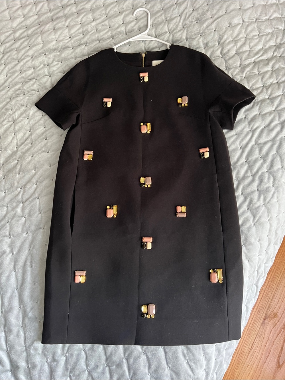 Kate Spade New York Black Jeweled Embellished Shift Dress Size 6 Holiday Glam